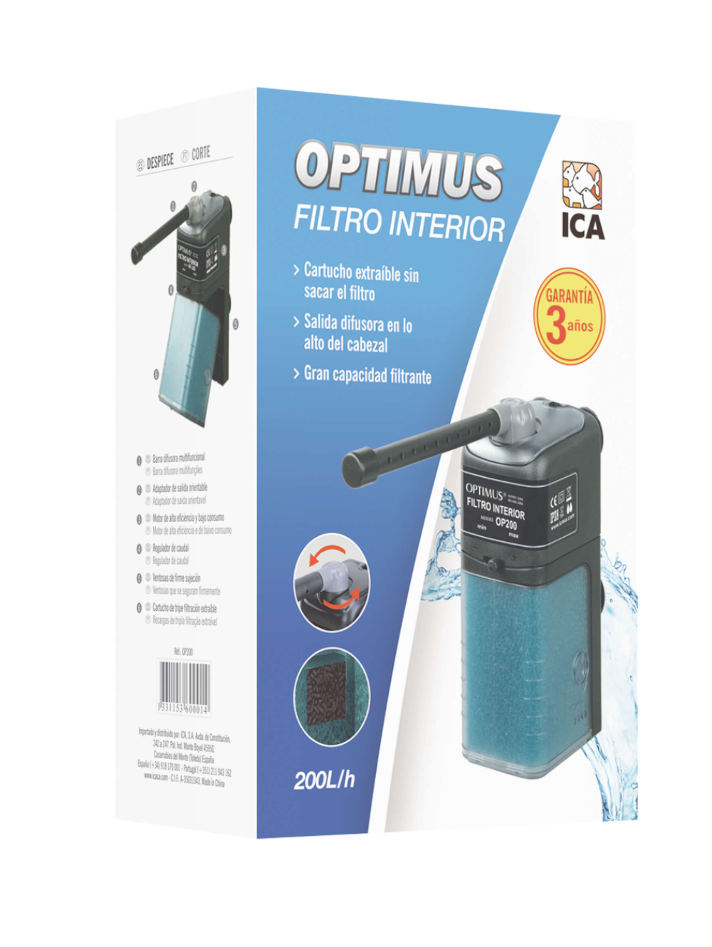 OP200 Filtro Interno Optimus 200 50-200 lh 3.5W